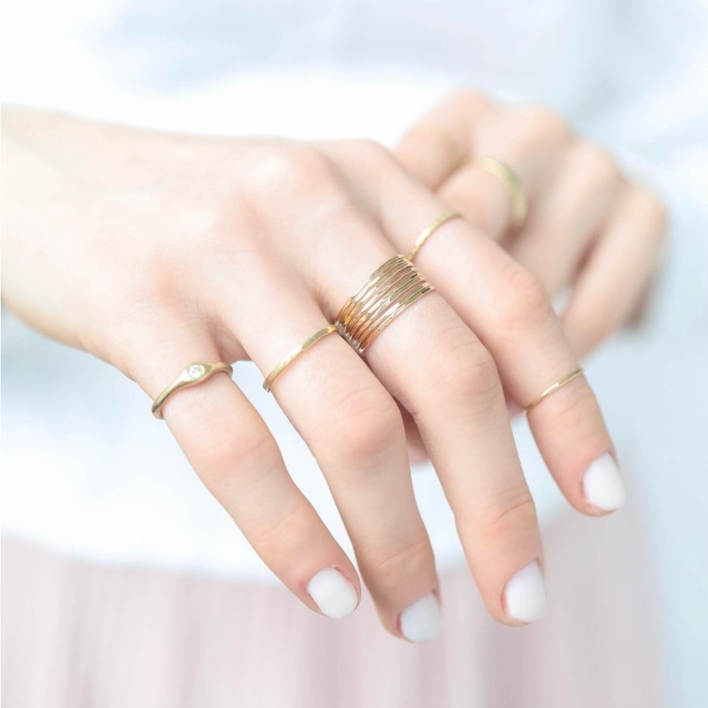 Melissa Joy Manning 14k Gold Stacking Rings - Set of 8 Rings - Picture 9 of 10